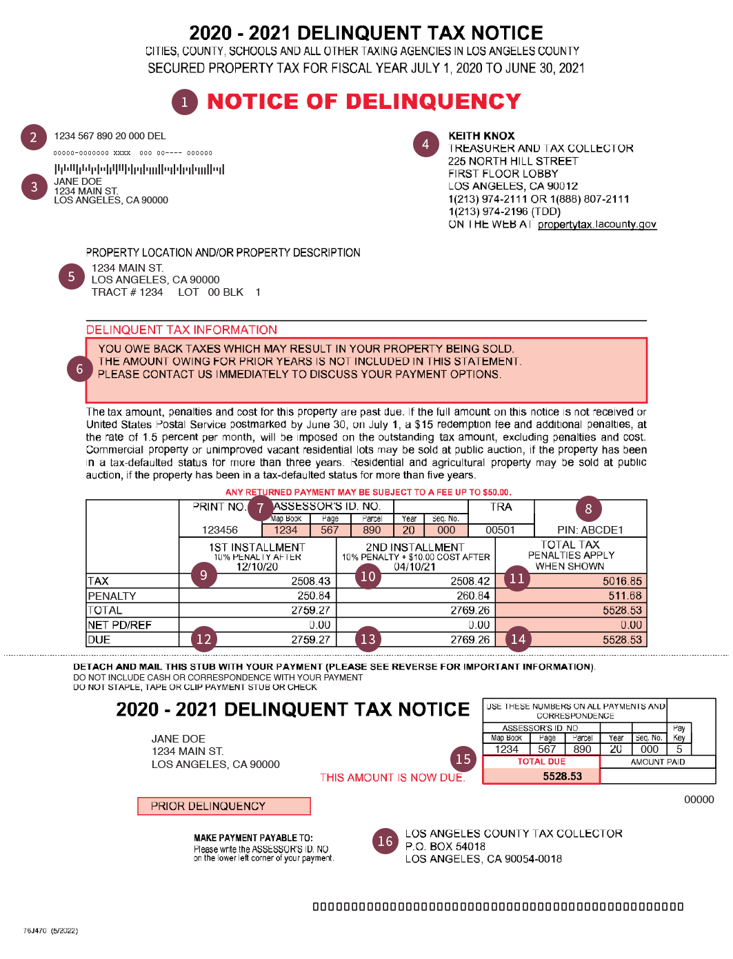 Notice of Delinquency Los Angeles County Property Tax Portal